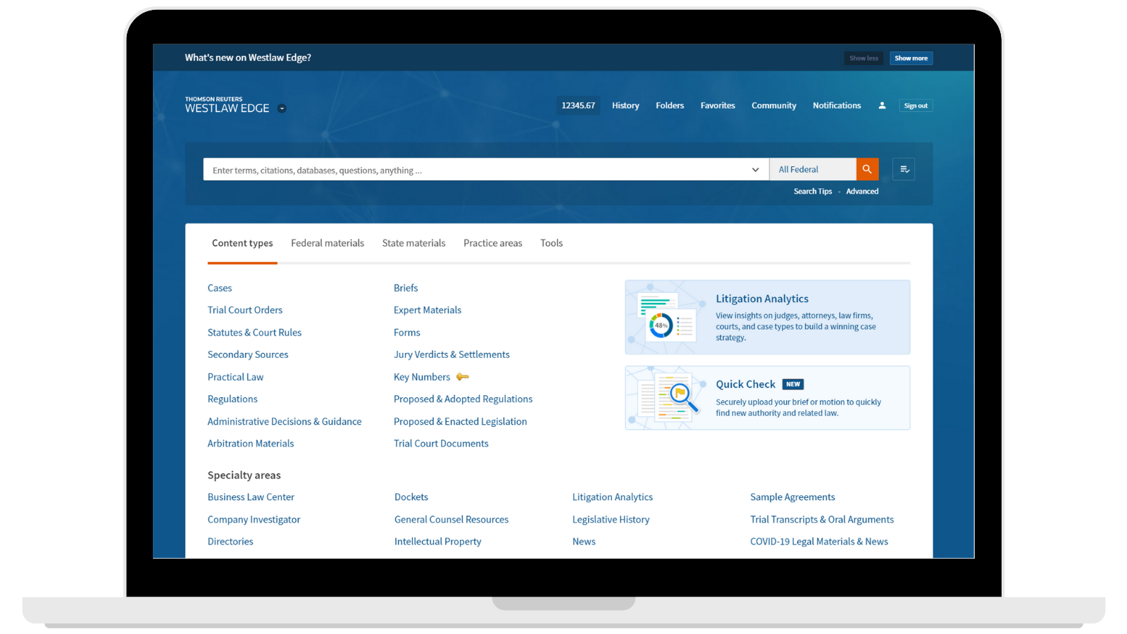 screenshot of Westlaw Edge
